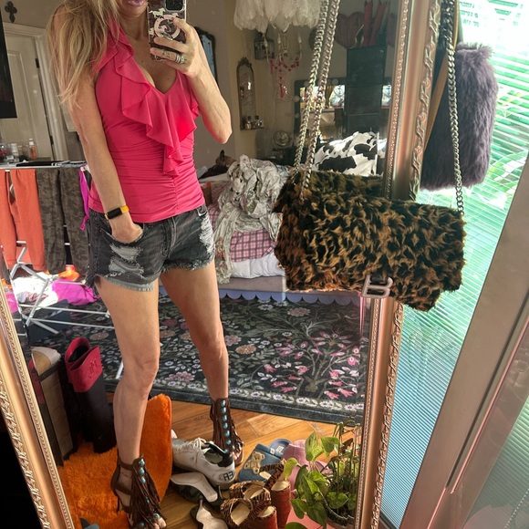 Pink Ruffled Women's Top Bebe vintage XS - Picture 8 of 14